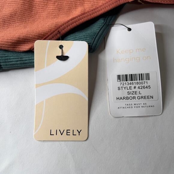 Lively L NEW Green Orange Ribbed Seamless Bralette Bra Set of 2 - Picture 5 of 7